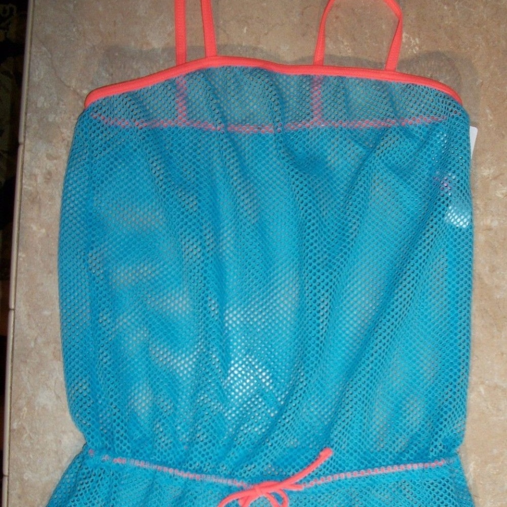 Gossip Girl Blue Mesh Swim Suit Cover Up Romper M
